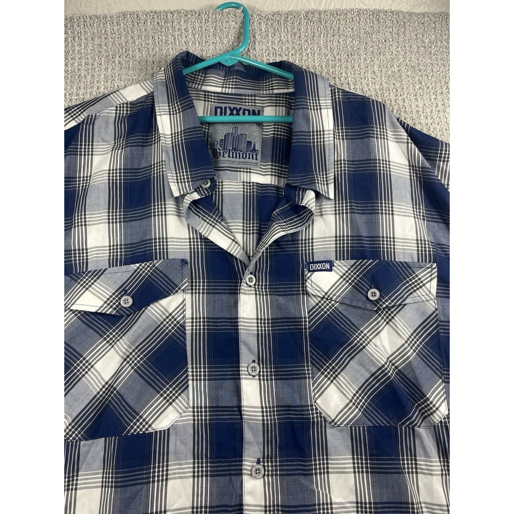 Dixxon Flannel Co Belmont bamboo shirt blue white plaid pockets western Mens 5X